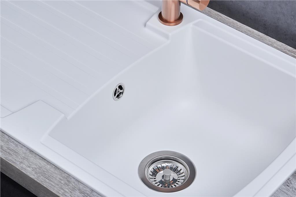 Liquida AR10WH 1.0 Bowl Composite Reversible Inset White Kitchen Sink With Waste