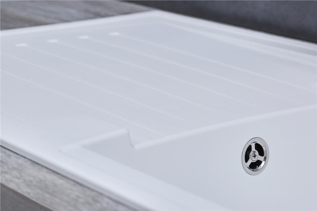 Liquida AR10WH 1.0 Bowl Composite Reversible Inset White Kitchen Sink With Waste