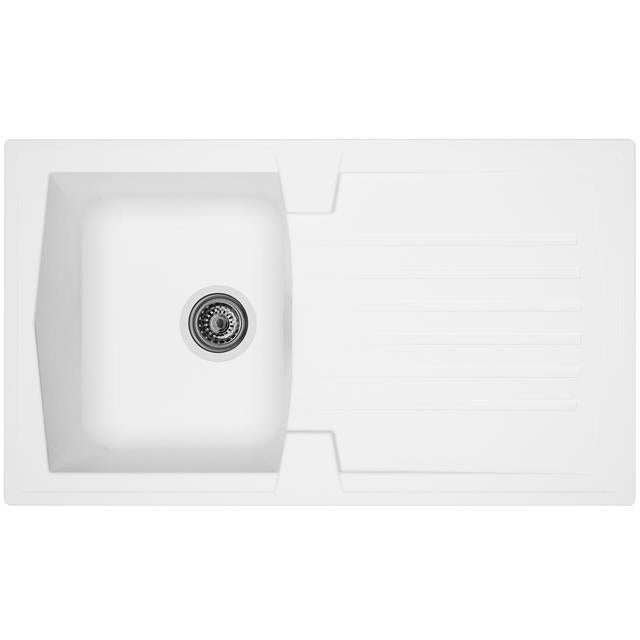 Liquida AR10WH 1.0 Bowl Composite Reversible Inset White Kitchen Sink With Waste