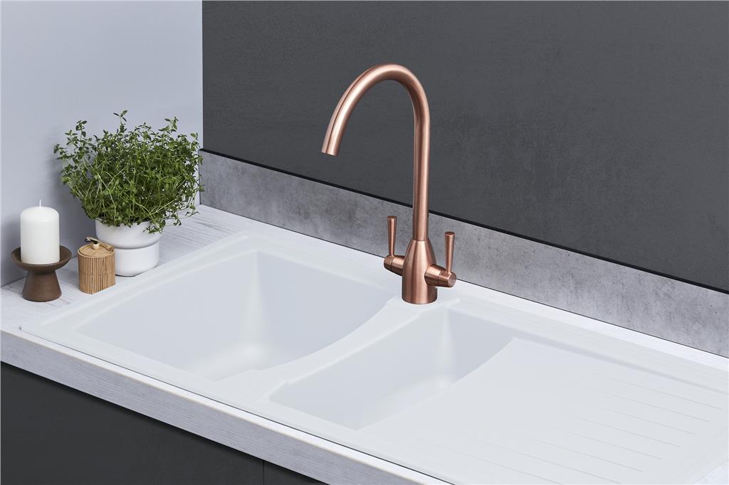 Liquida AR15WH 1.5 Bowl Composite Reversible White Kitchen Sink - GRADED