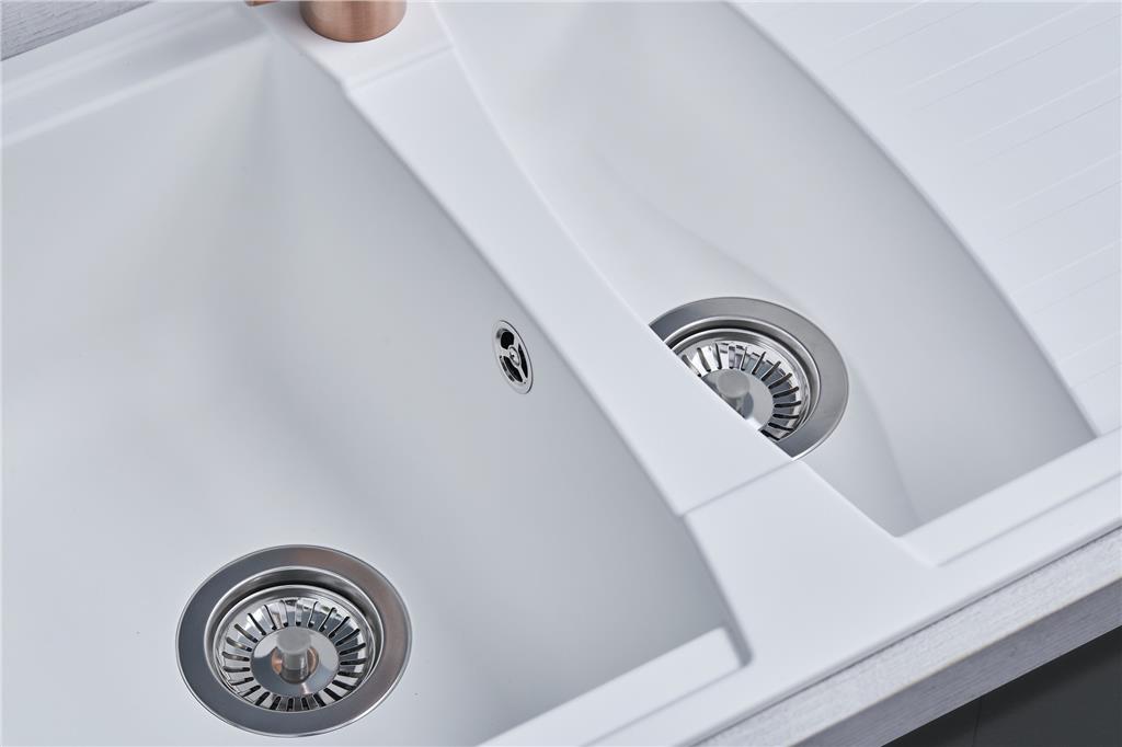 Liquida AR15WH 1.5 Bowl Composite Reversible White Kitchen Sink - GRADED
