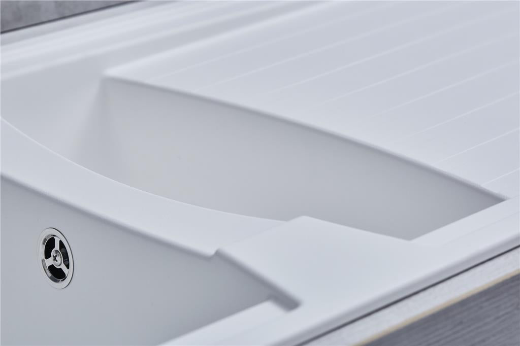 Liquida AR15WH 1.5 Bowl Composite Reversible Inset White Kitchen Sink With Waste