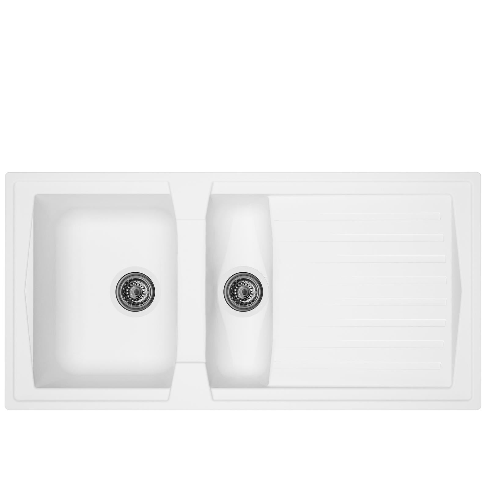 Liquida AR15WH 1.5 Bowl Composite Reversible White Kitchen Sink - GRADED
