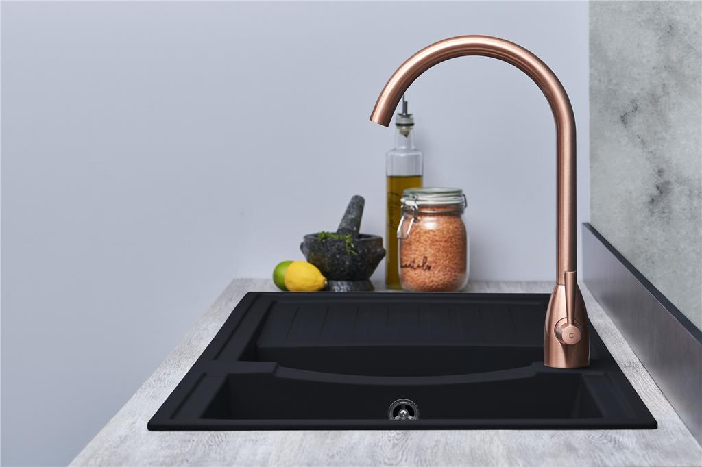 Liquida AR20BL 2.0 Bowl Composite Reversible Inset Black Kitchen Sink - GRADED