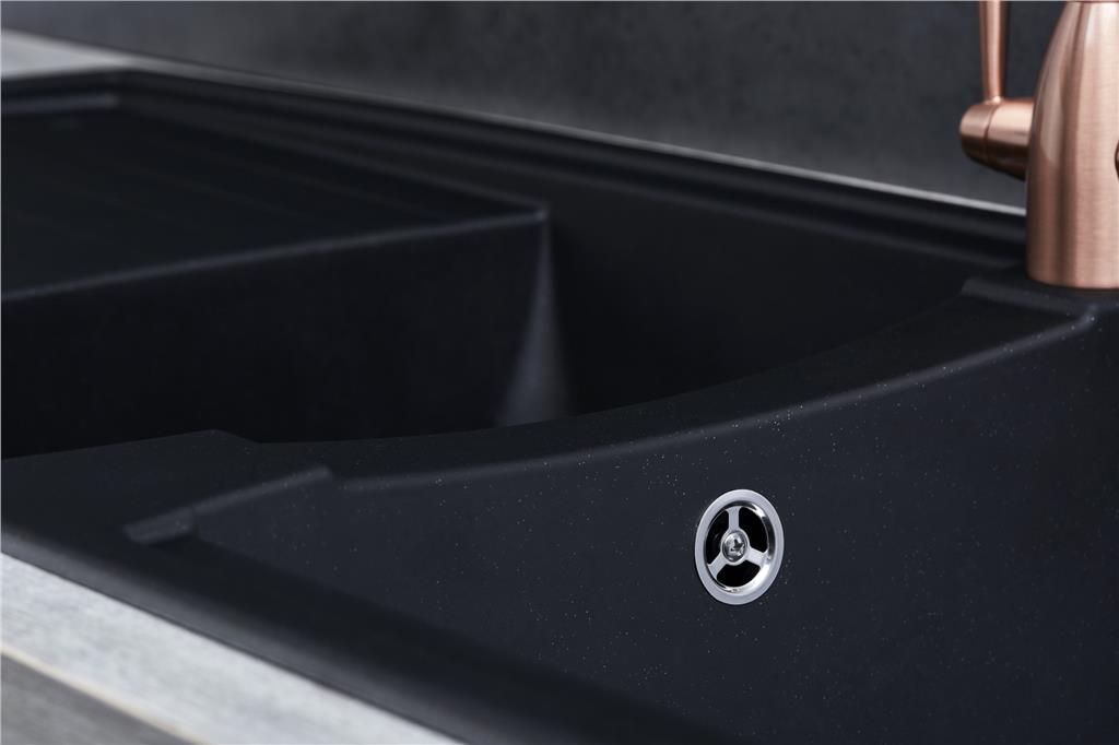 Liquida AR20BL 2.0 Bowl Composite Reversible Inset Black Kitchen Sink - GRADED