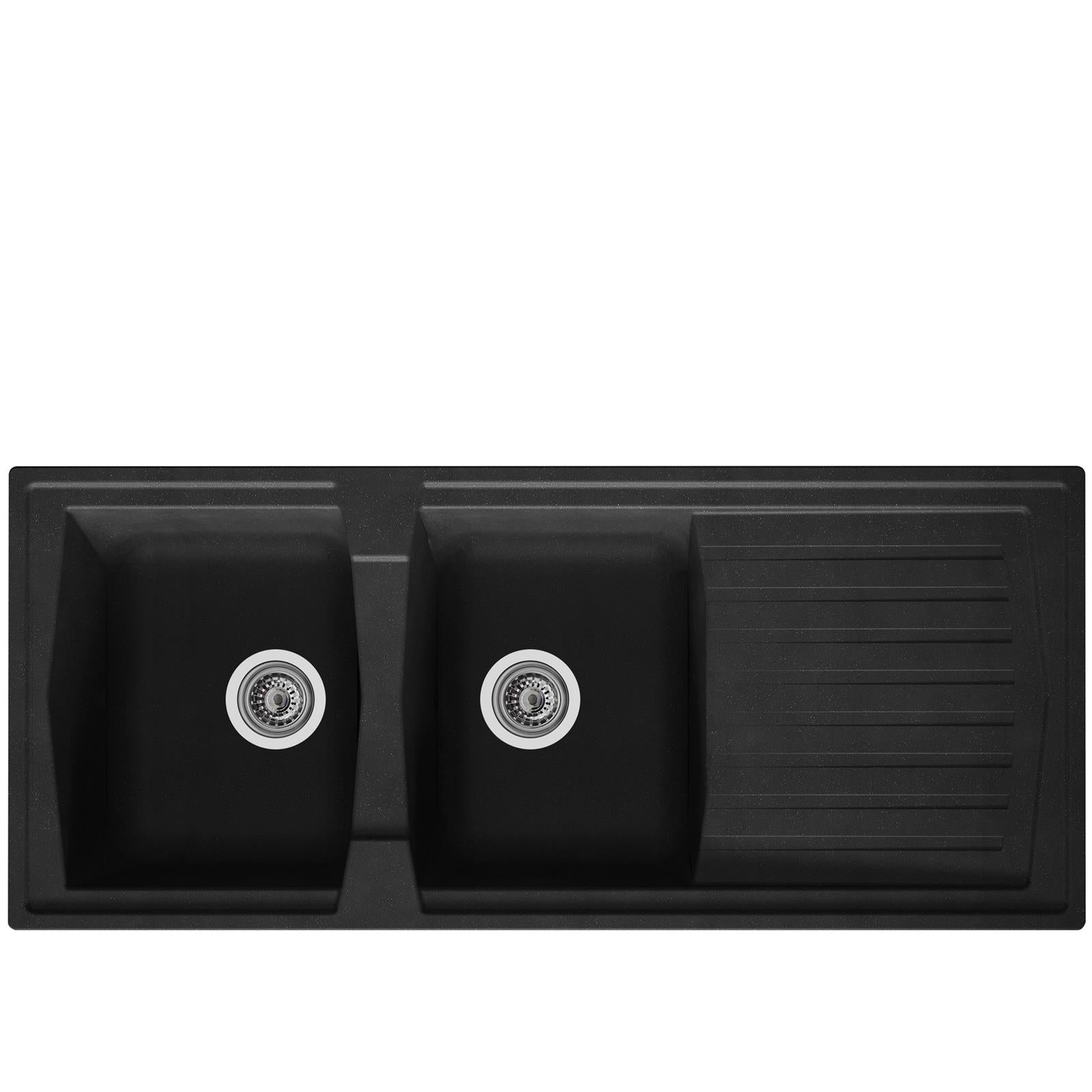 Liquida AR20BL 2.0 Bowl Composite Reversible Inset Black Kitchen Sink - GRADED