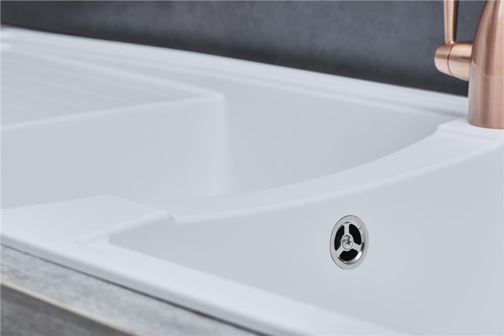 Liquida AR20WH 2.0 Bowl SMC Composite Reversible Inset Large White Kitchen Sink