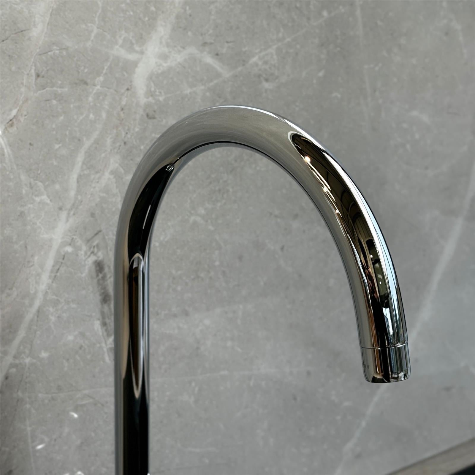 Franke Ascona Swan Neck Swivel Spout Mono Mixer Twin Lever Chrome Kitchen Tap