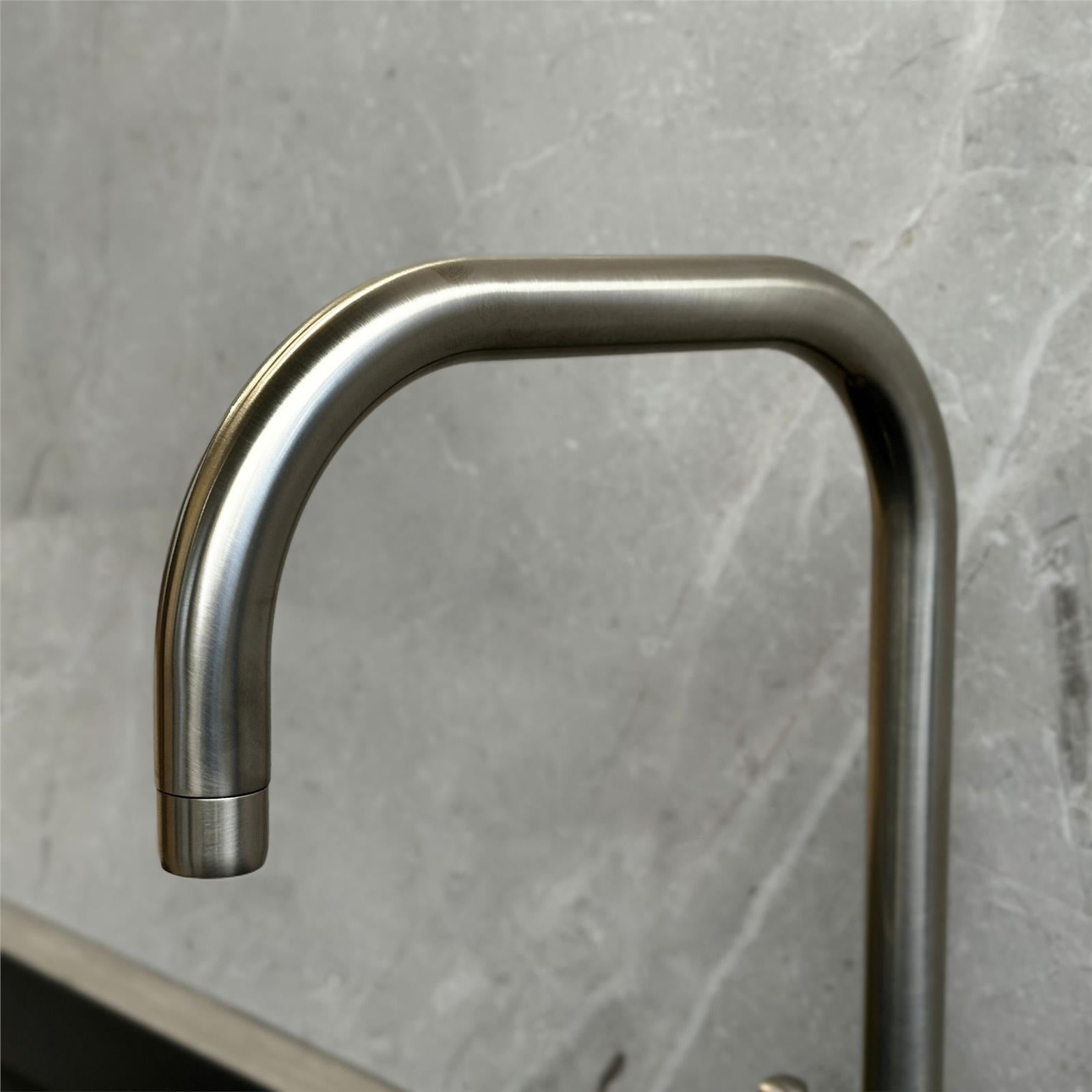 Franke Ascona Swivel U-Spout Mono Mixer Twin Lever Silk Steel Kitchen Tap