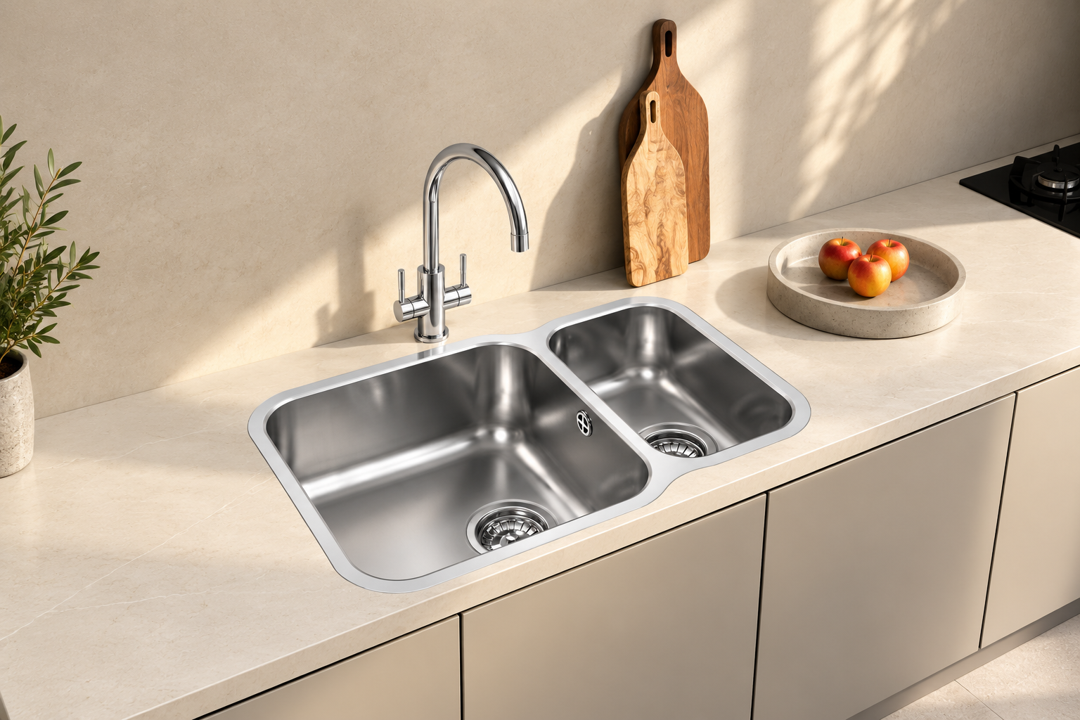 Franke Base 160 1.5 Bowl Undermount Stainless Steel Kitchen Sink 600 x 465mm