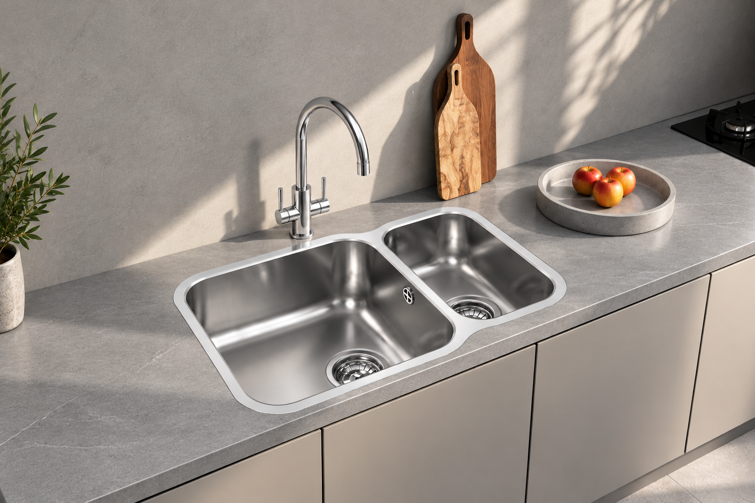 Franke Base 160 1.5 Bowl Undermount Stainless Steel Kitchen Sink 600 x 465mm
