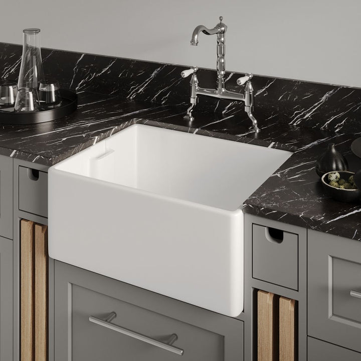Reginox Belfast 1.0 Bowl Ceramic White Kitchen Sink With Weir Overflow