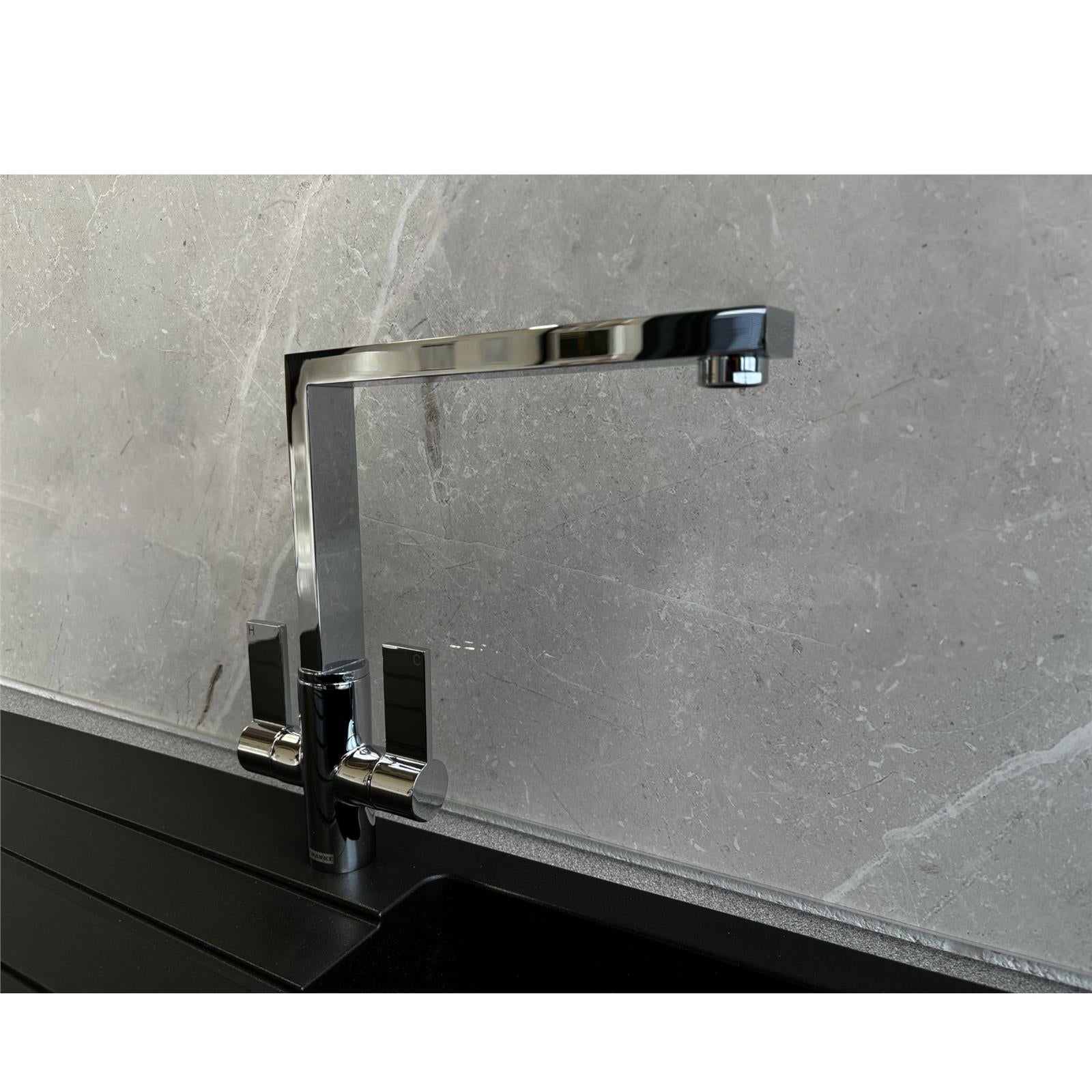 Franke Bern Square Style Twin Lever Swivel Spout Mono Mixer Chrome Kitchen Tap