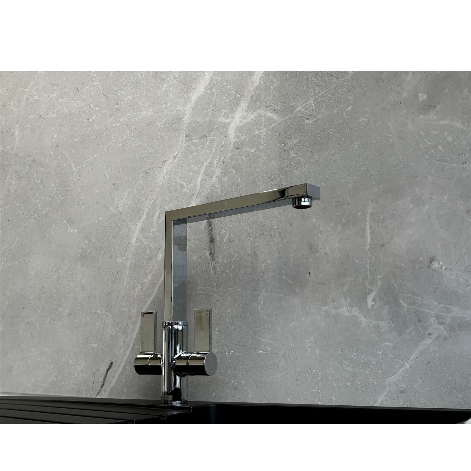 Franke Bern Square Style Twin Lever Swivel Spout Mono Mixer Chrome Kitchen Tap