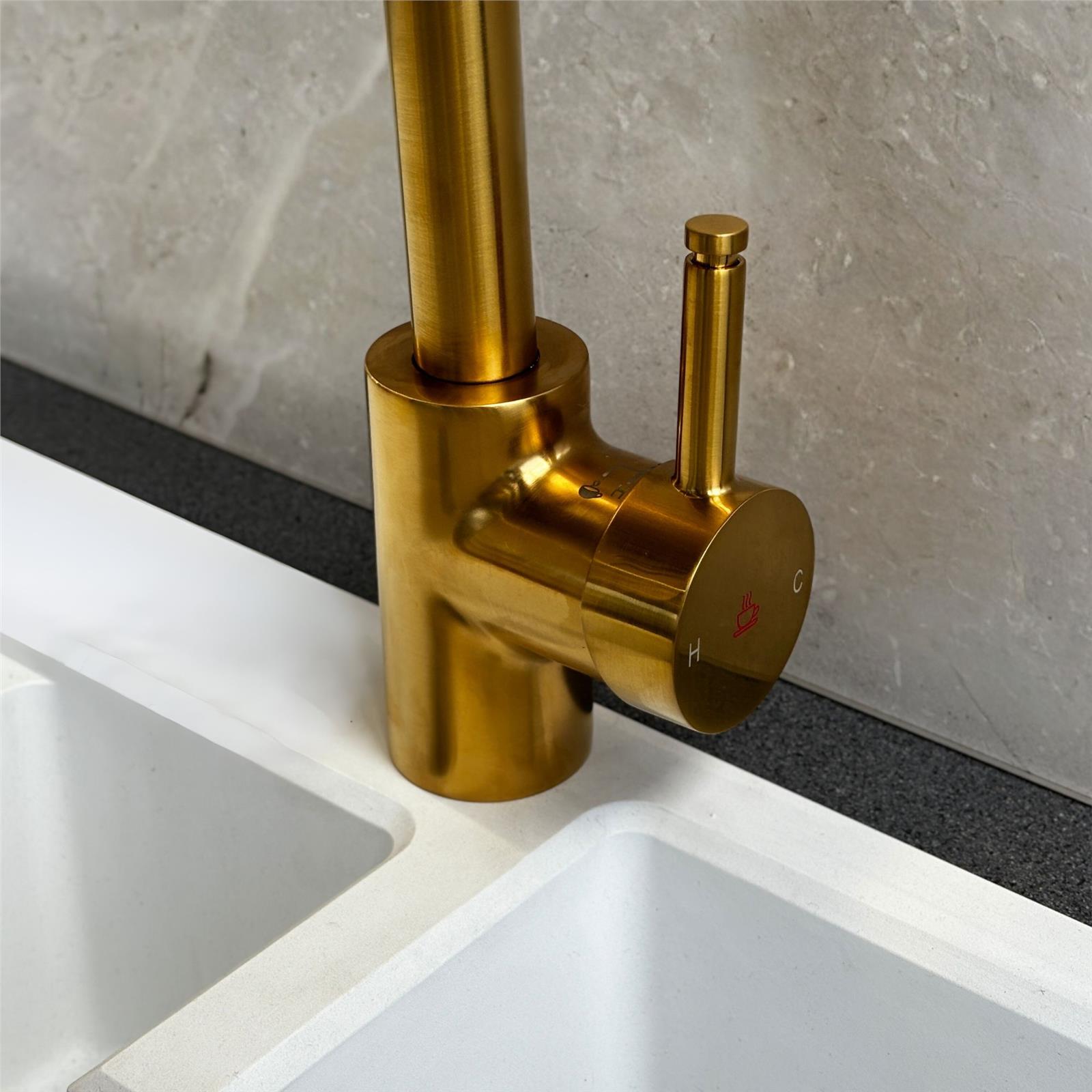 Liquida BHT311BG 3 In 1 Brushed Gold Kitchen Instant Boiling Hot Water Tap