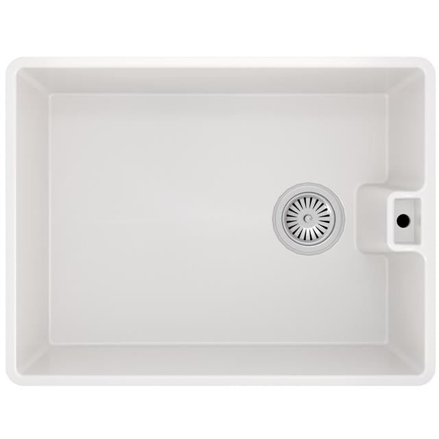 Liquida BL290WH 1.0 Bowl Belfast Inset Or Undermount Gloss White Kitchen Sink