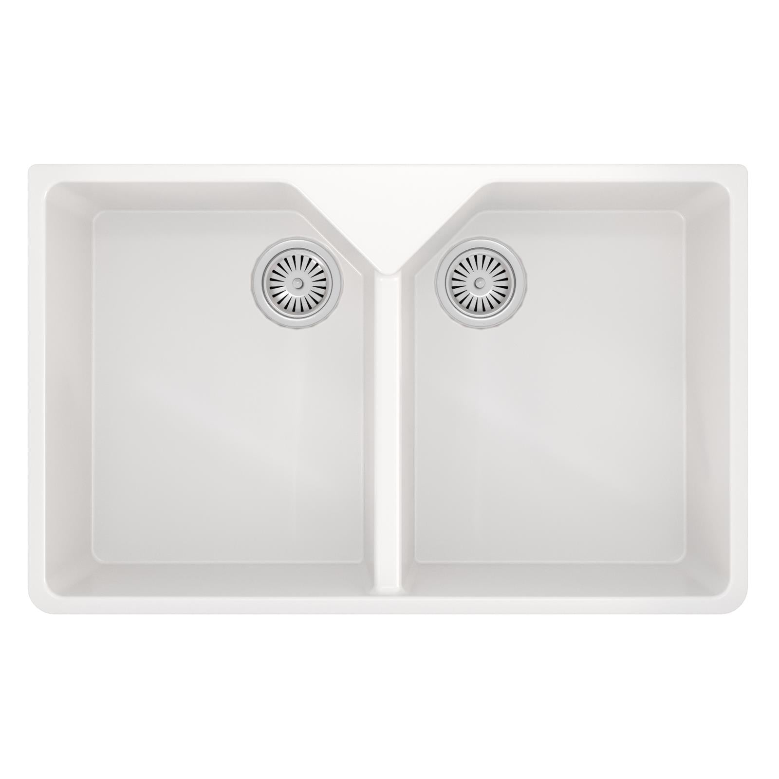 Liquida BT64WH 2.0 Bowl Butler Inset Or Undermount Gloss White Kitchen Sink