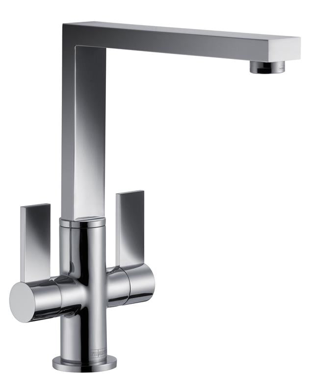 Franke Bern Square Style Twin Lever Swivel Spout Mono Mixer Chrome Kitchen Tap