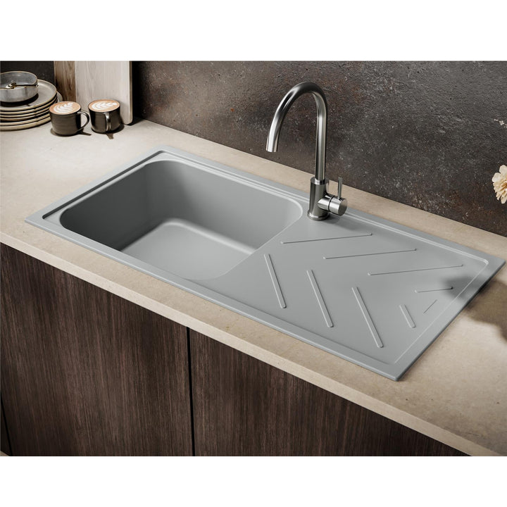 Reginox Calvi 10GR 1.0 Bowl Grey Granite Reversible Kitchen Sink With Waste