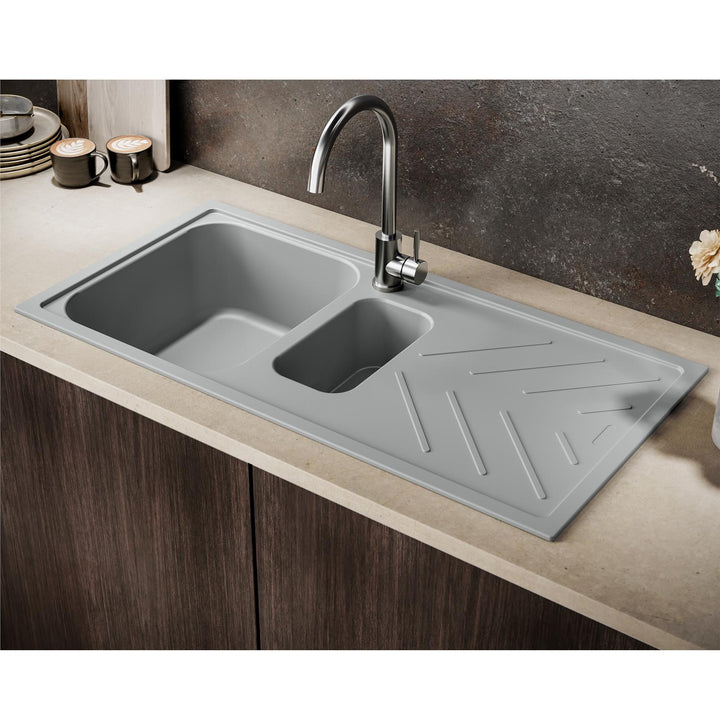 Reginox Calvi 15GR 1.5 Bowl Graphite Grey Granite Kitchen Sink With Wastes