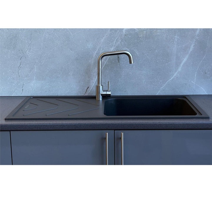 Reginox Calvi 10GM 1.0 Bowl Gun Metal Grey Granite Kitchen Sink With Waste