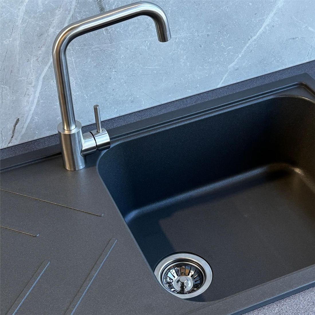 Reginox Calvi 10GM 1.0 Bowl Gun Metal Grey Granite Kitchen Sink With Waste