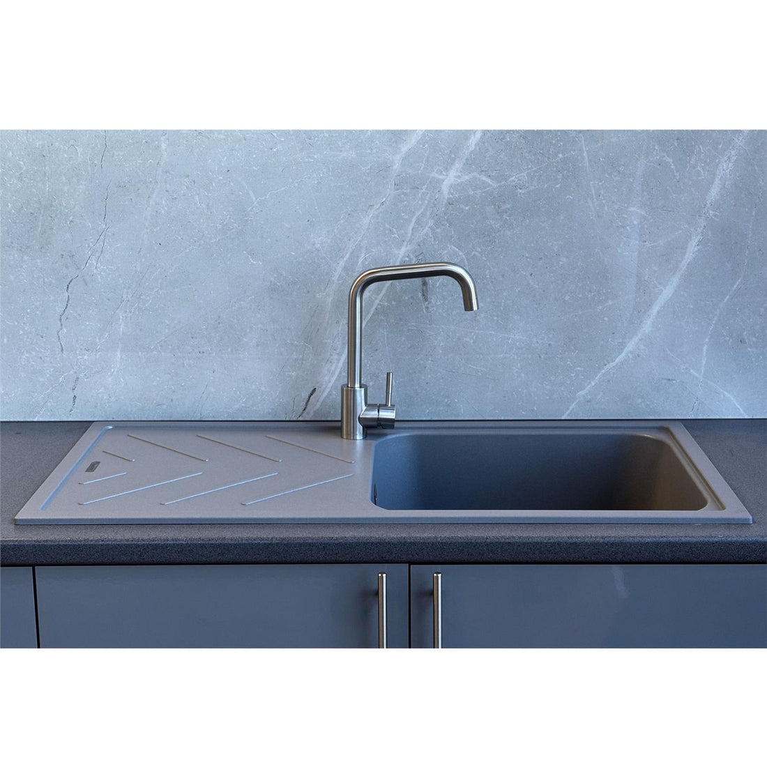 Reginox Calvi 10GR 1.0 Bowl Grey Granite Reversible Kitchen Sink With Waste