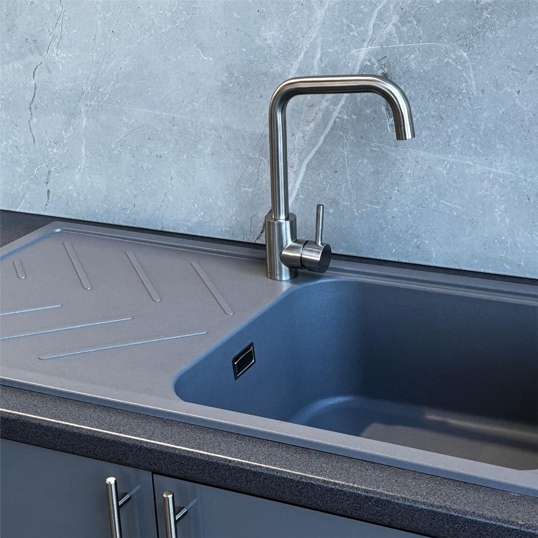Reginox Calvi 10GR 1.0 Bowl Grey Granite Reversible Kitchen Sink With Waste