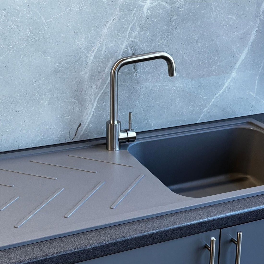 Reginox Calvi 10GR 1.0 Bowl Grey Granite Reversible Kitchen Sink With Waste