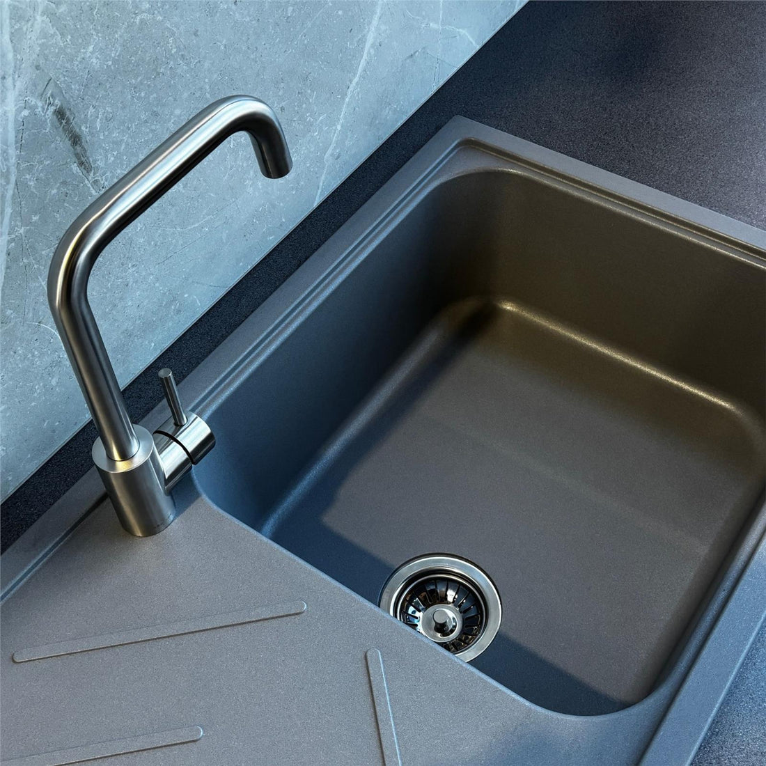 Reginox Calvi 10GR 1.0 Bowl Grey Granite Reversible Kitchen Sink With Waste