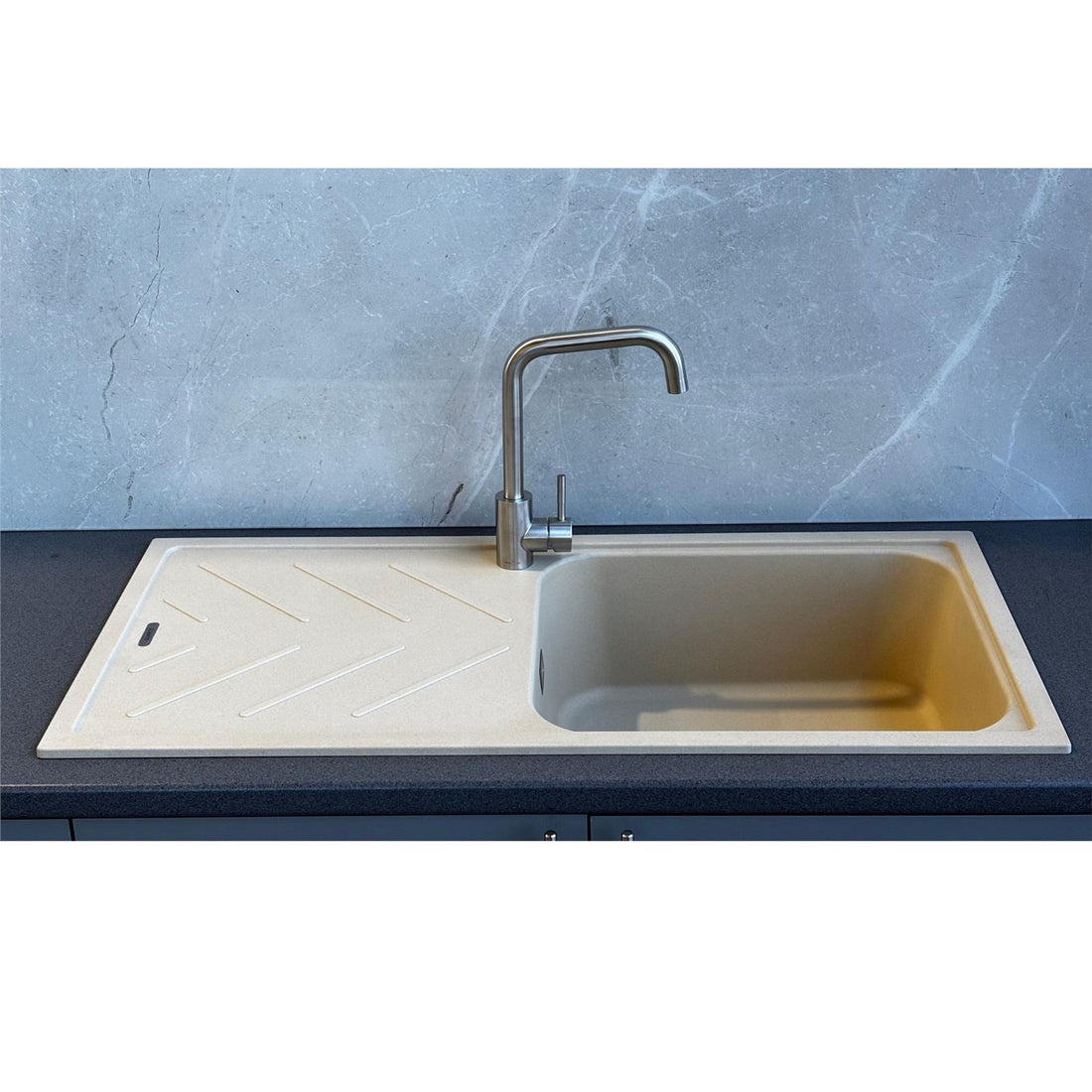 Reginox Calvi 10ST 1.0 Bowl Cream Granite Reversible Kitchen Sink With Waste