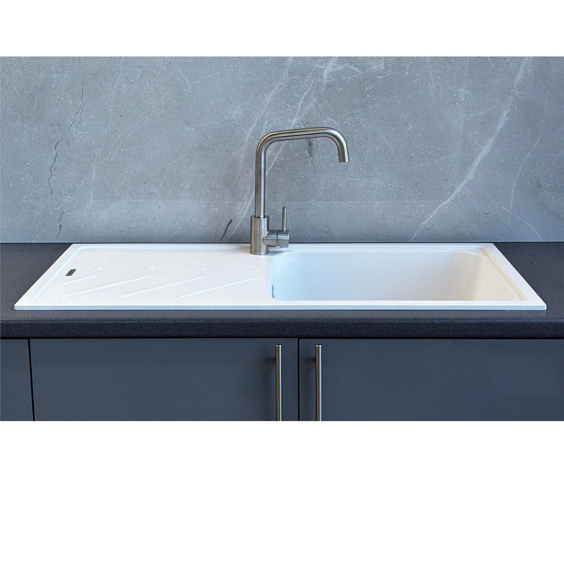 Reginox Calvi 10WH 1.0 Bowl White Granite Reversible Kitchen Sink With Waste