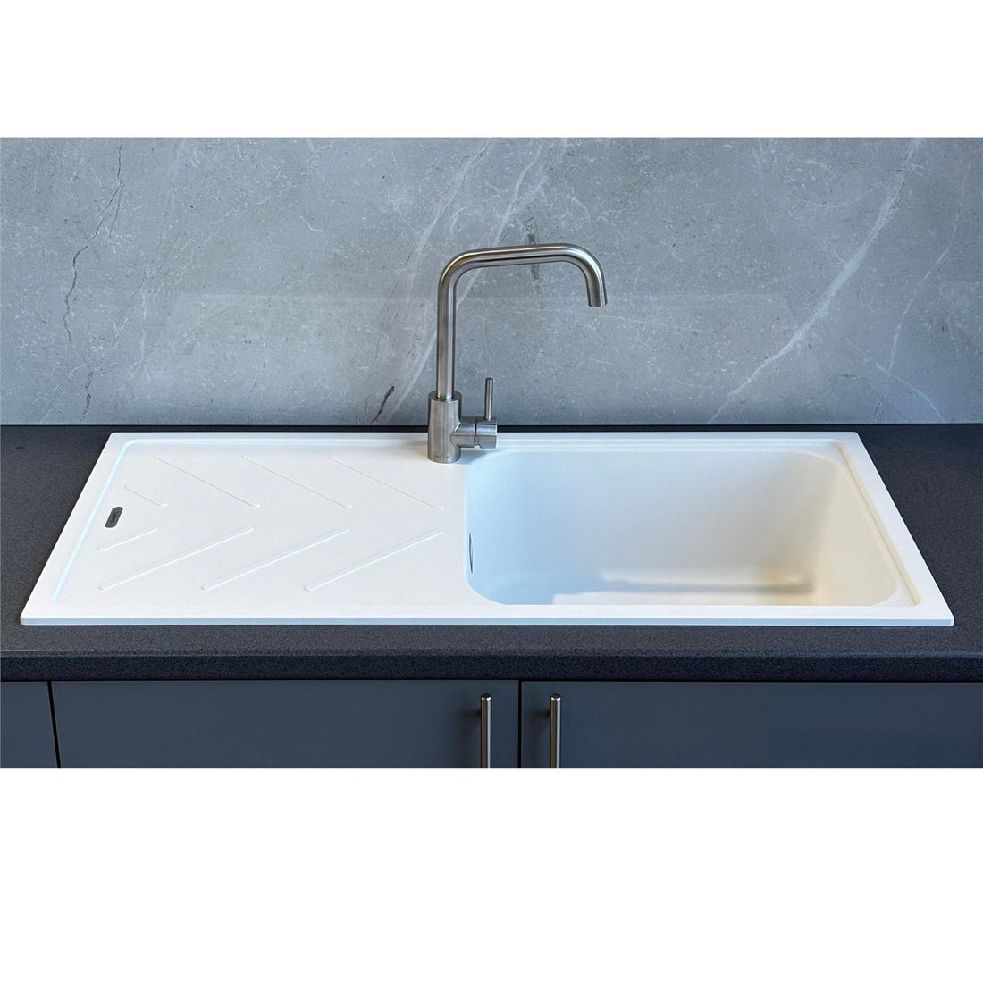 Reginox Calvi 10WH 1.0 Bowl White Granite Reversible Kitchen Sink With Waste