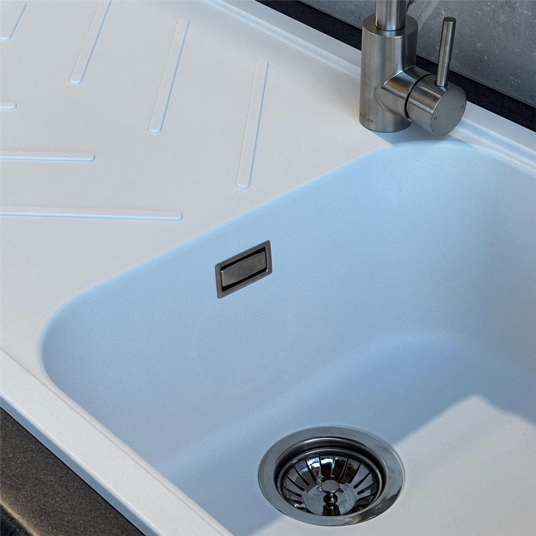 Reginox Calvi 10WH 1.0 Bowl White Granite Reversible Kitchen Sink With Waste