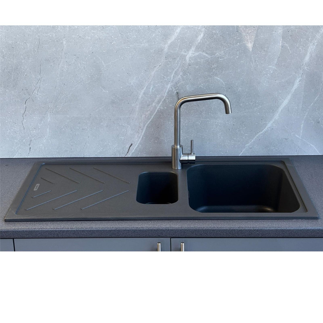 Reginox Calvi 15GM 1.5 Bowl Gun Metal Grey Granite Kitchen Sink With Wastes