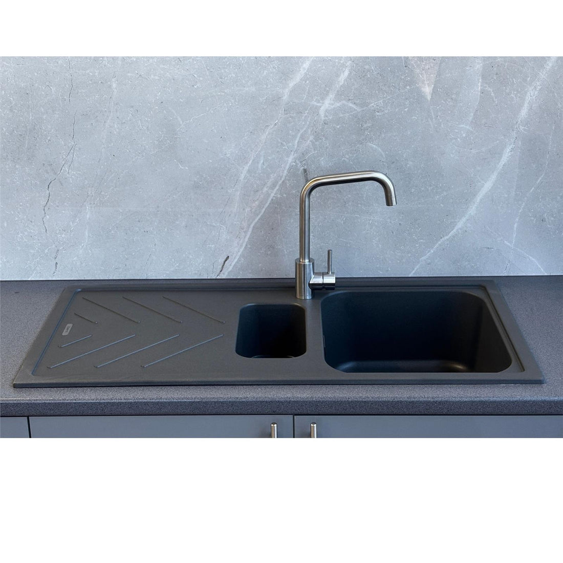 Reginox Calvi 15GR 1.5 Bowl Graphite Grey Granite Kitchen Sink With Wastes