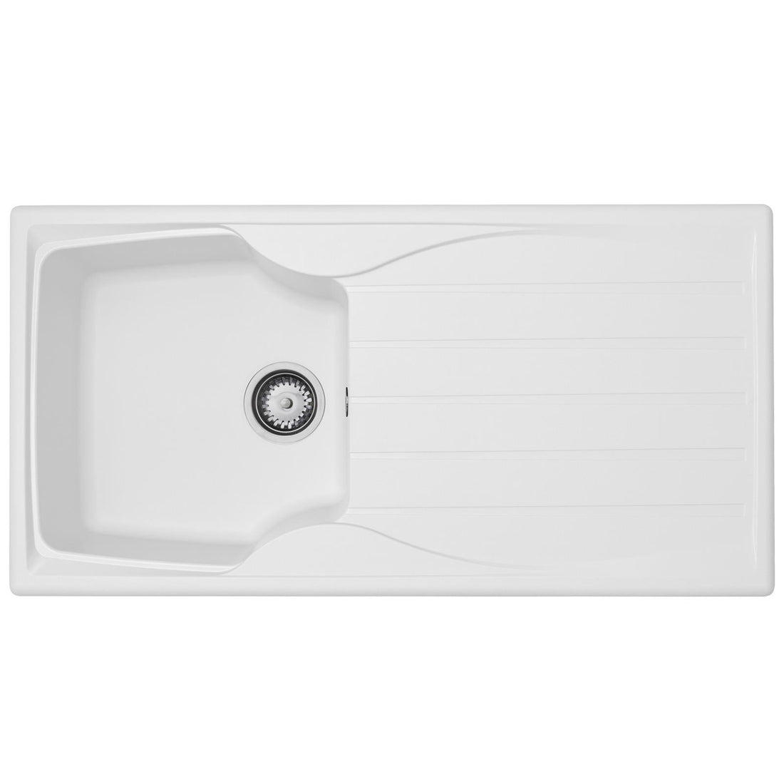 Liquida CMP10WH 1.0 Bowl White Kitchen Sink With KPO11CH Chrome Pull Out Tap