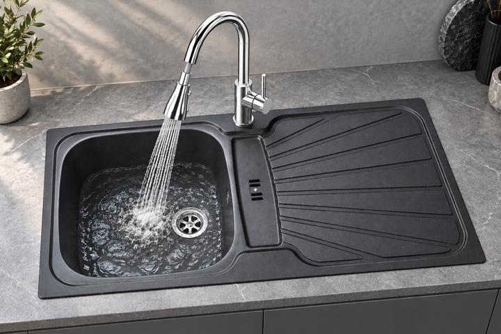 Liquida CMP5GR 1.0 Bowl Reversible Graphite Grey Kitchen Sink With Waste Kit