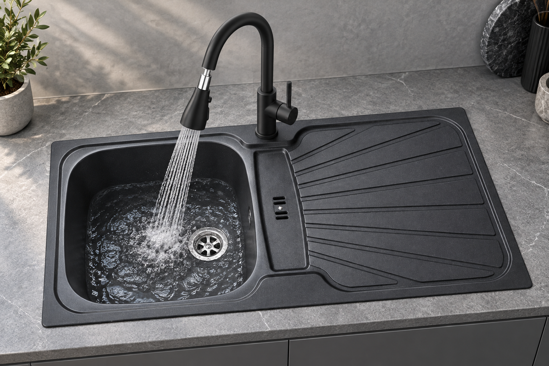 Liquida CMP5GR 1 Bowl Reversible Inset Graphite Grey Kitchen Sink 860x435mm