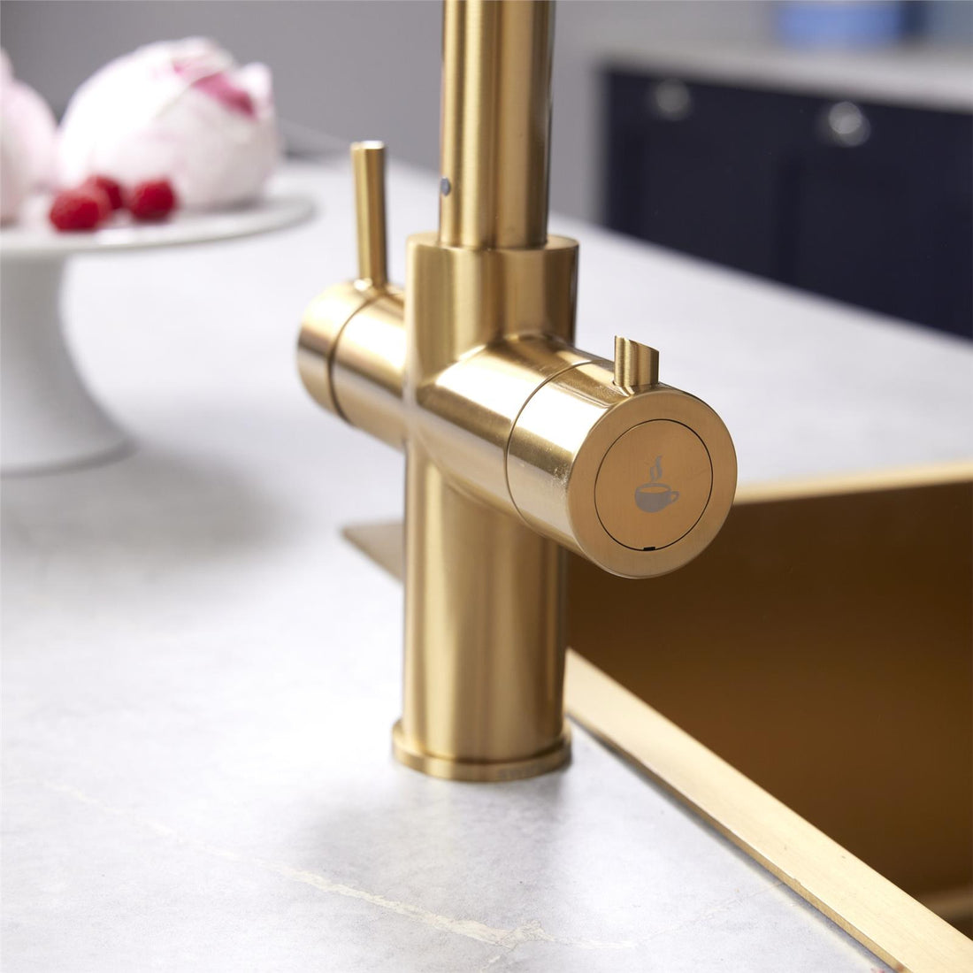 Liquida CPL311BR Brushed Brass  3-in-1 Instant Hot Water Pull Out Kitchen Tap