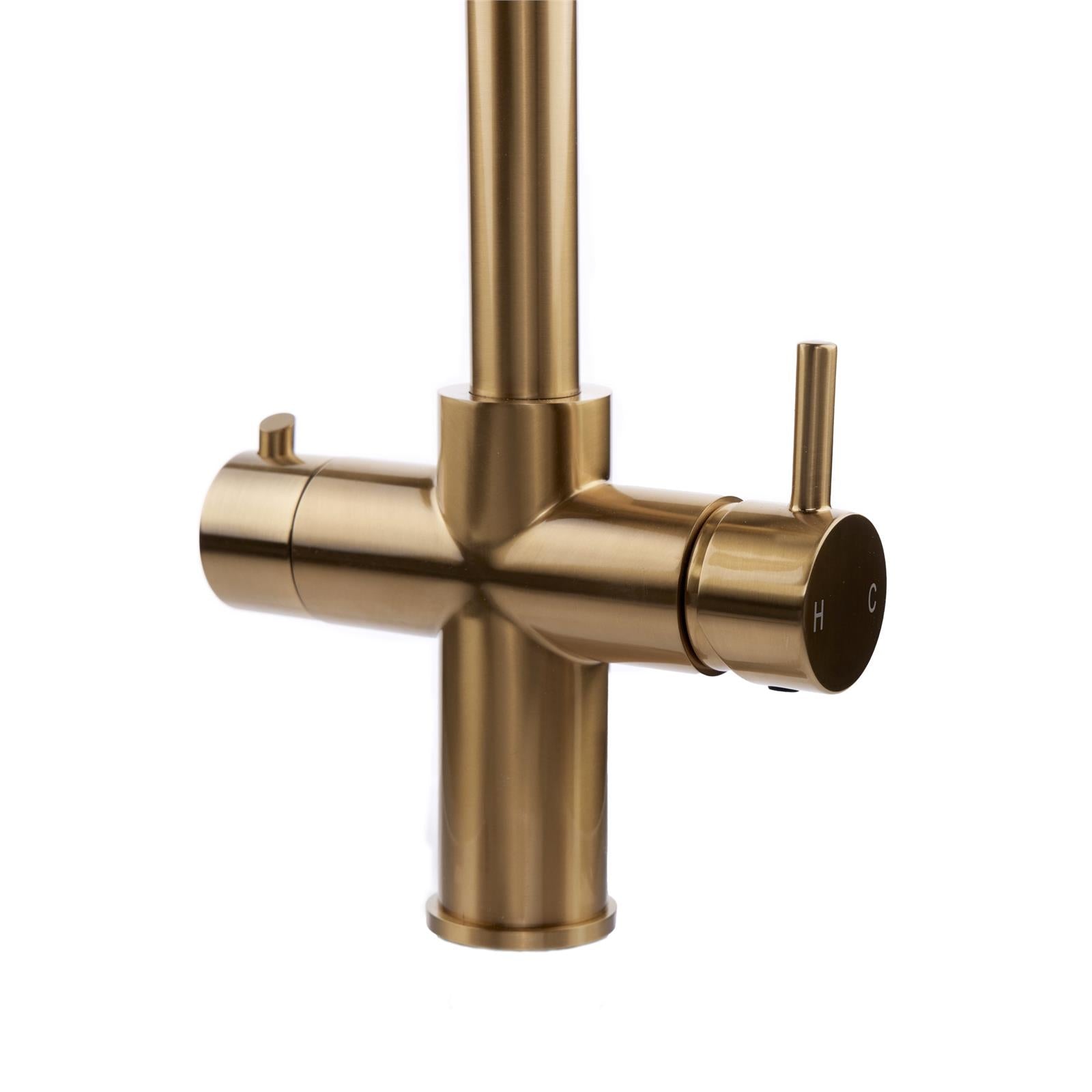 Liquida CPL311BR Brushed Brass  3-in-1 Instant Hot Water Pull Out Kitchen Tap
