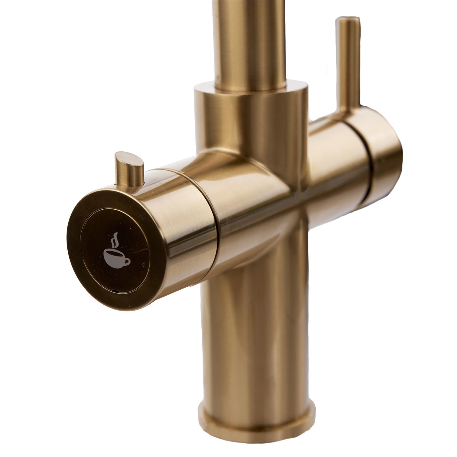 Liquida CPL311BR Brushed Brass  3-in-1 Instant Hot Water Pull Out Kitchen Tap