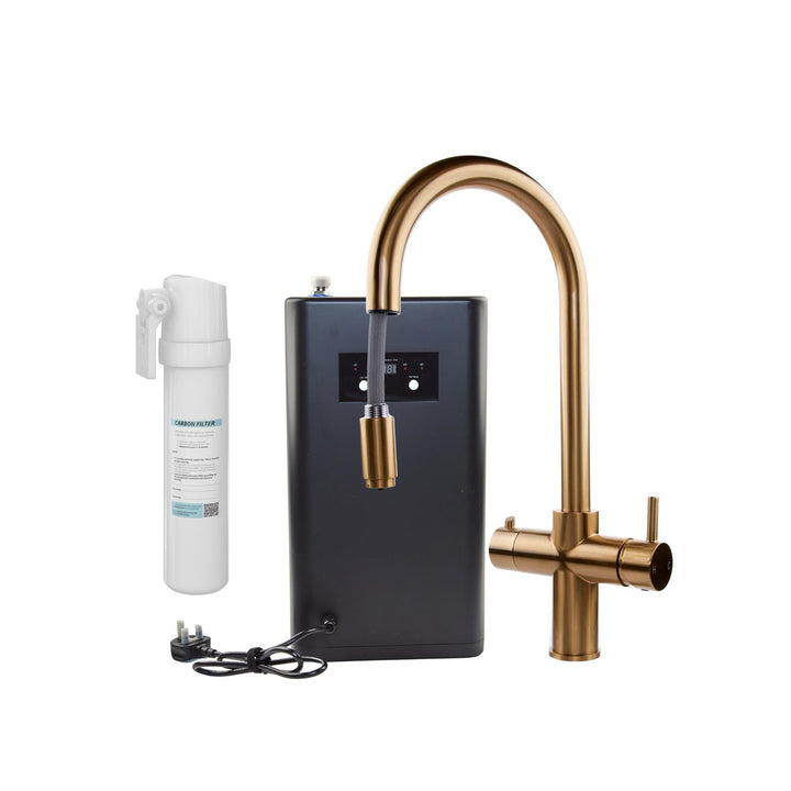 Liquida CPL311BR Brushed Brass  3-in-1 Instant Hot Water Pull Out Kitchen Tap