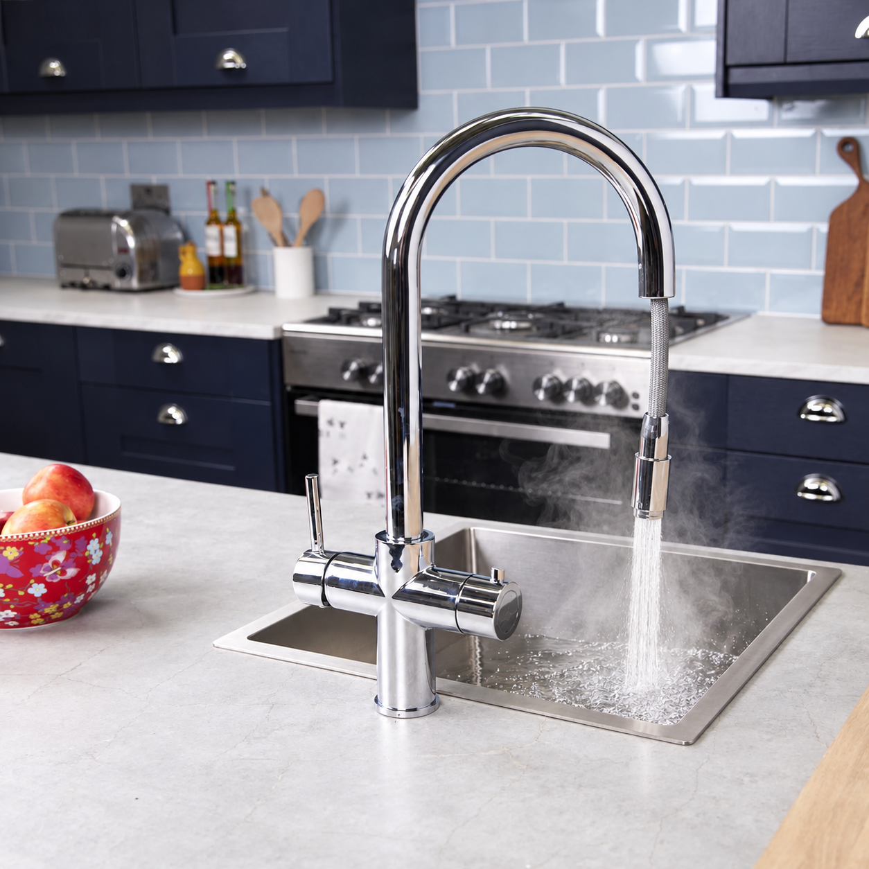 Liquida CPL311BR 3 in 1 Chrome Instant Boiling Water Pull Out Kitchen Tap