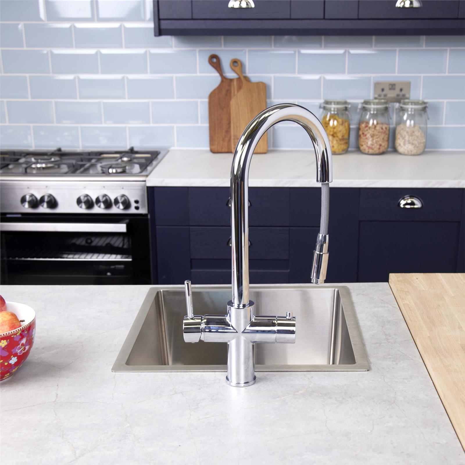 Liquida CPL311CH Chrome 3-in-1 Instant Hot Water Pull Out Kitchen Tap