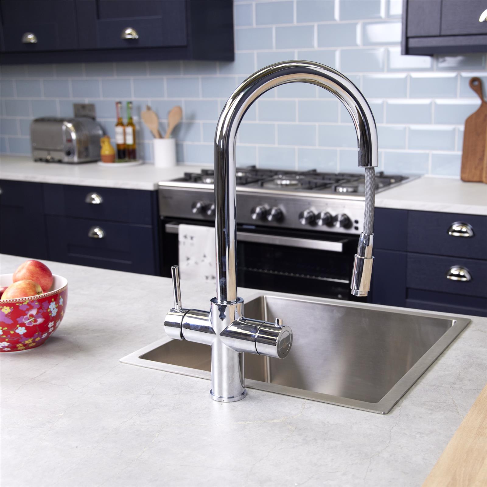 Liquida CPL311CH Chrome 3-in-1 Instant Hot Water Pull Out Kitchen Tap