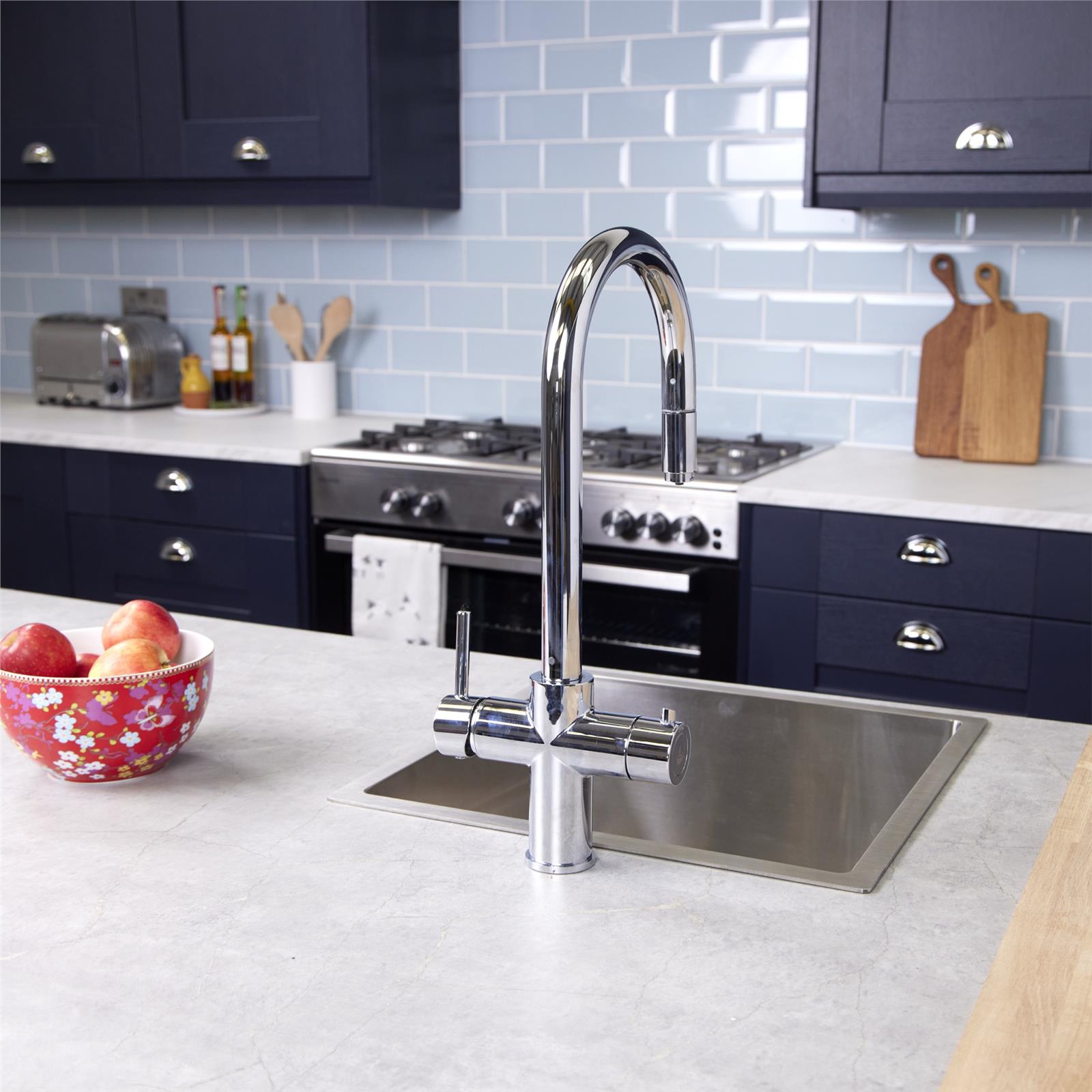 Liquida CPL311CH Chrome 3-in-1 Instant Hot Water Pull Out Kitchen Tap