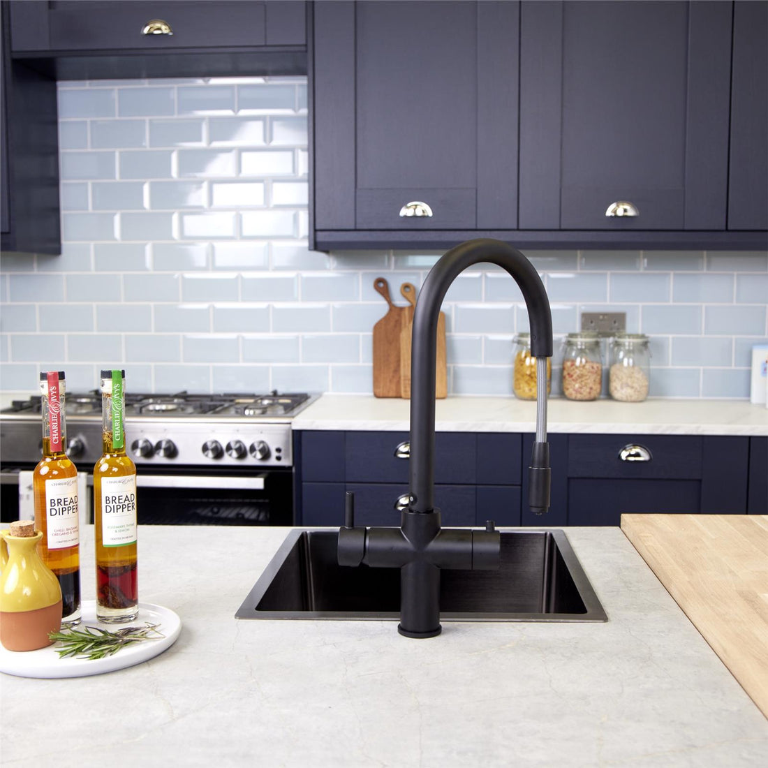 Liquida CPL311MB Matt Black 3-in-1 Instant Hot Water Pull Out Kitchen Tap