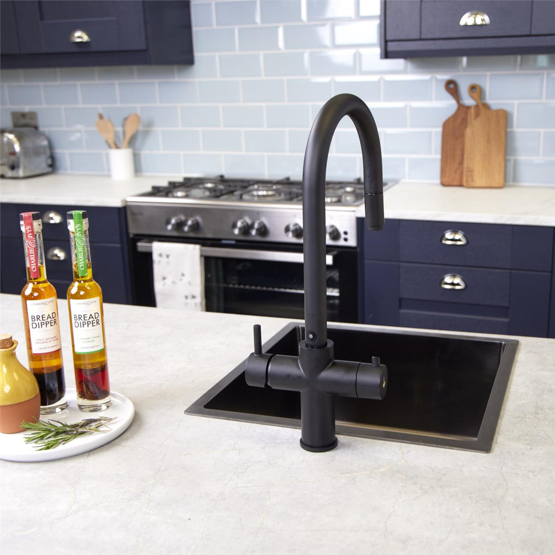 Liquida CPL311MB Matt Black 3-in-1 Instant Hot Water Pull Out Kitchen Tap