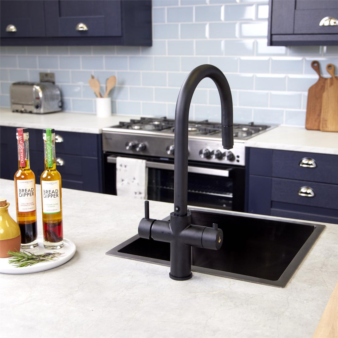 Liquida CPL311MB Matt Black 3-in-1 Instant Hot Water Pull Out Kitchen Tap